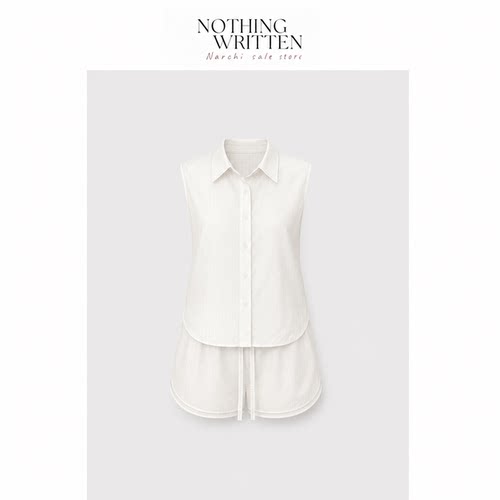【现货】Nothing Written Narchi女装套装层叠细条纹无袖衬衫短裤