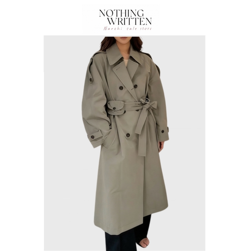 【现货】Nothing Written Narchi休闲廓形双排扣迷你腰包风衣外套