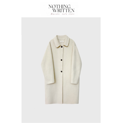【现货】Nothing Written Narchi韩国翻领苏力羊毛中长大衣外套