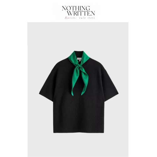 【现货】Nothing Written Narchi标准版型围巾领针织衫短袖T恤春