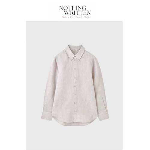 【现货】Nothing Written Narchi 100%亚麻休闲宽松弧形长袖衬衫