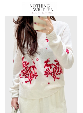 【现货】Nothing Written Narchi套头圆领小马花卉绣花针织衫毛衣