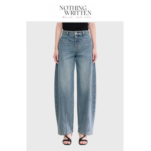 【现货】Nothing Written Narchi女高腰休闲宽松弯刀裤阔腿牛仔裤