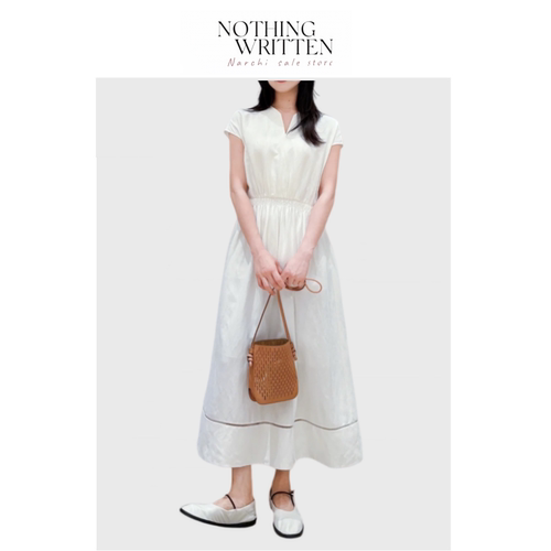 【现货】Nothing Written Narchi V领收腰连衣裙女法式显瘦温柔风