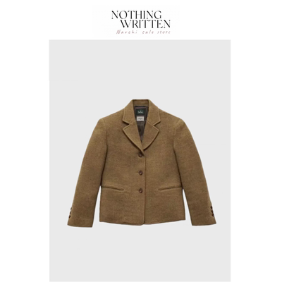 【现货】Nothing Written Narchi韩国八奶复古羊毛呢西装短款外套