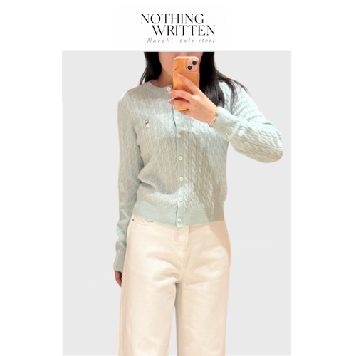 【现货】Nothing Written Narchi卡通刺绣圆领绞花开衫女针织外套