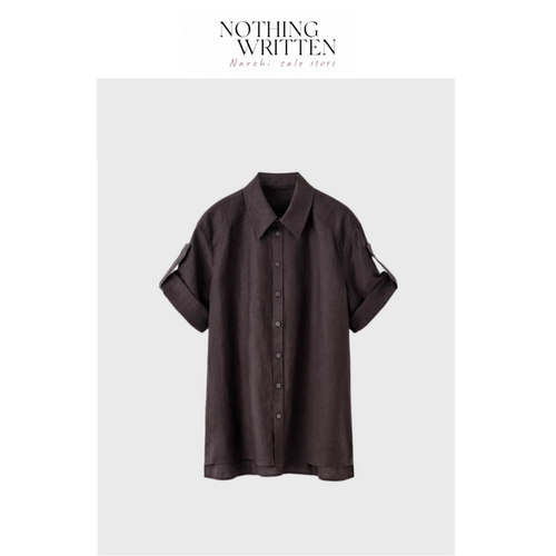 【现货】Nothing Written Narchi休闲版型翻领短袖亚麻衬衫春季