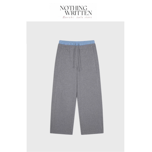 【现货】Nothing Written Narchi双腰头撞色阔腿休闲裤女直筒卫裤