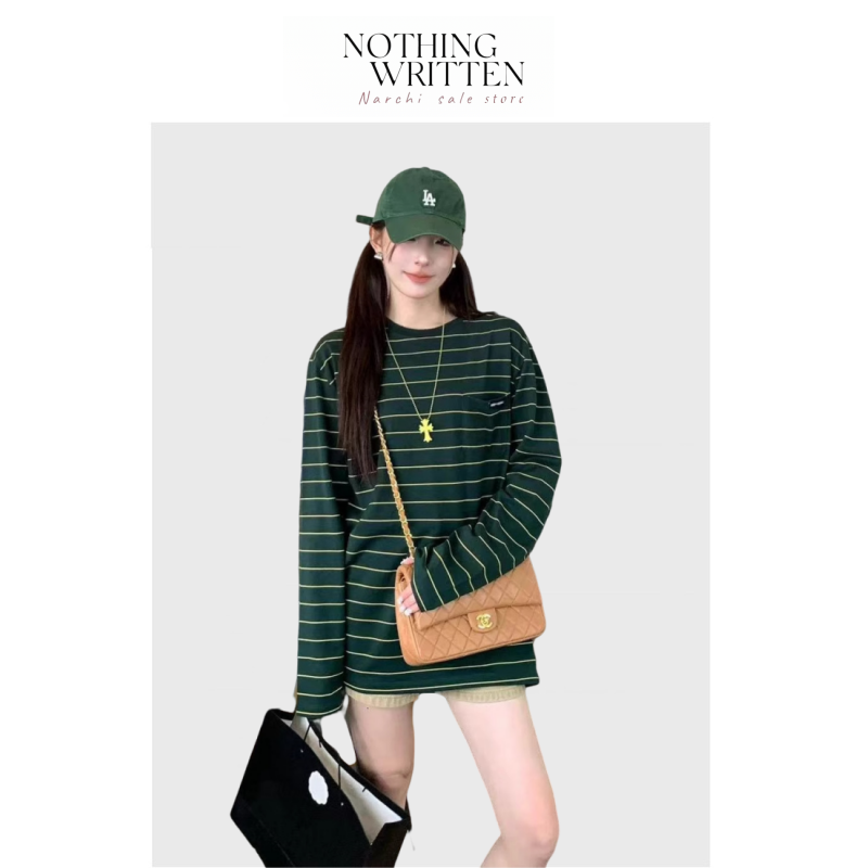 【现货】Nothing Written Narch缪系少女字母徽标撞色条纹长袖T恤,女装/女士精品,大码内搭,淘宝优惠券,粉丝福利购,淘宝优惠卷