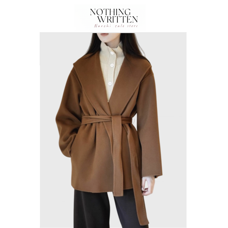 【现货】Nothing Written Narchi美拉德女连帽双面呢羊毛大衣斗篷