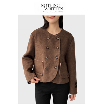 【现货】Nothing Written Narchi短款羊毛外套女圆领宽松休闲上衣