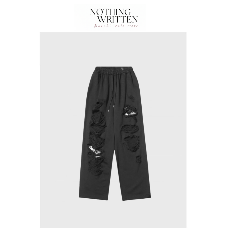 【现货】Nothing Written Narchi 金智妮同款毛边破洞宽松休闲裤