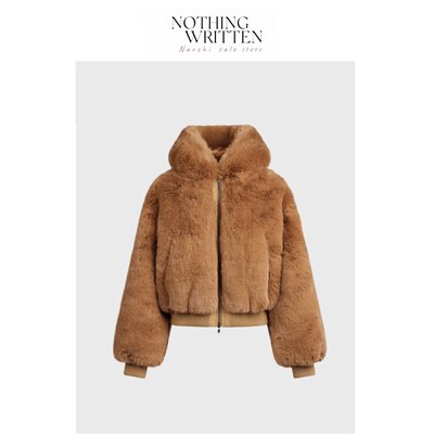 【现货】Nothing Written Narchi女连帽保暖毛绒环保皮草夹克外套