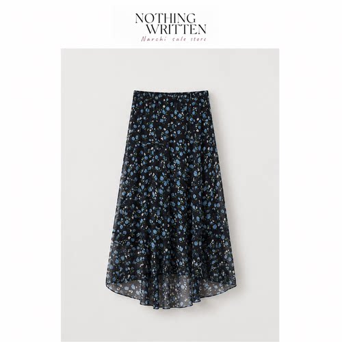 【现货】Nothing Written Narchi碎花松紧腰A字双层荷叶半身裙n女