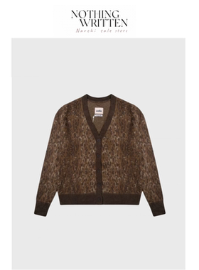 【现货】Nothing Written Narchi马海毛豹纹针织衫纽扣毛衣开衫女