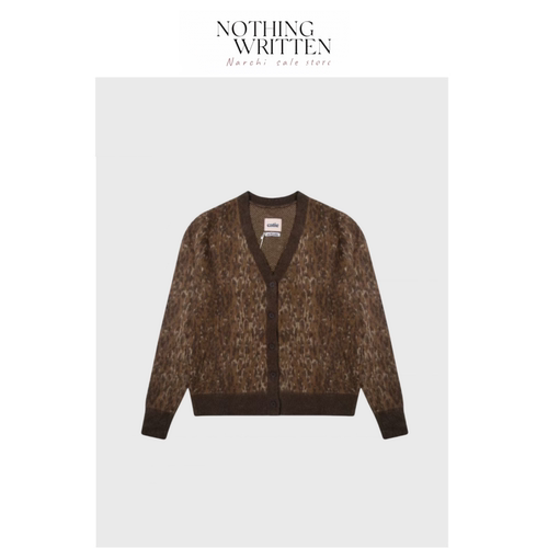 【现货】Nothing Written Narchi马海毛豹纹针织衫纽扣毛衣开衫女