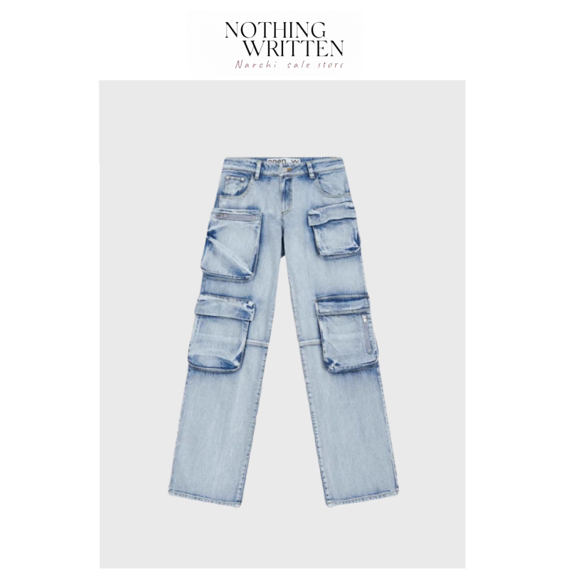 【现货】Nothing Written Narchi李知恩口袋水洗做旧低腰牛仔裤