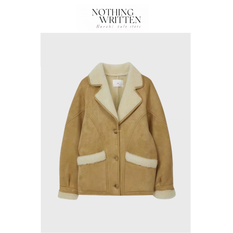 【现货】Nothing Written 韩国麂皮绒外套羊羔毛皮毛一体加厚大衣