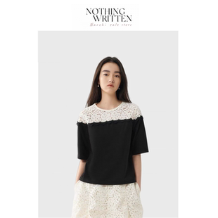 【现货】Nothing Written Narchi花漾蕾丝法式复古千金拼接短袖T