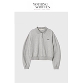 Narchi韩国小众Polo领刺绣卫衣翻领上衣 Written 现货 Nothing