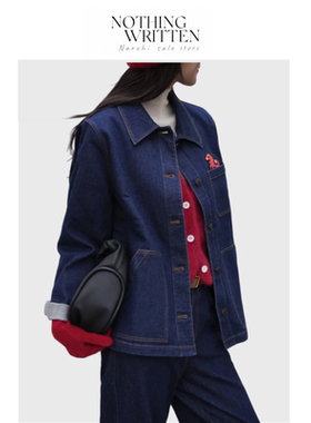 【现货】Nothing Written Narchi复古牛仔衬衫女口袋小马刺绣夹克
