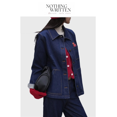 【现货】Nothing Written Narchi复古牛仔衬衫女口袋小马刺绣夹克