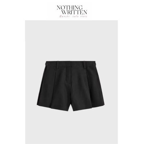【现货】Nothing Written Narchi标准版型亚麻褶裥短裤黑色春新品