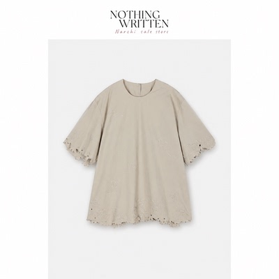 【现货】Nothing Written Narchi刺绣连衣裙女圆领镂空花边A字裙