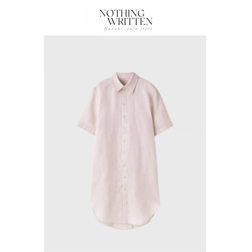 【现货】Nothing Written Narchi休闲版型亚麻短袖衬衫连衣裙春