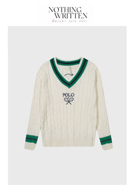 【现货】Nothing Written Narchi温网联名郑秀晶同款麻花V领毛衣
