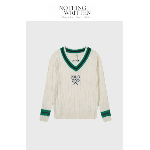 【现货】Nothing Written Narchi温网联名郑秀晶同款麻花V领毛衣