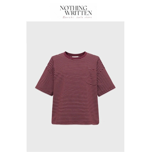 【现货】Nothing Written Narchi条纹短袖T恤女撞色条纹休闲上衣
