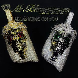 Mr.Blingggggg欧美嘻哈珠宝 镶钻复活节骷髅头像吊坠霸气说唱项链