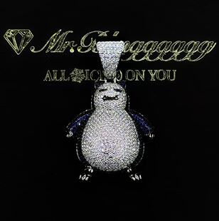 Mr.Blingggggg欧美嘻哈珠宝 KnowKnow同款满钻立体可爱卡比兽吊坠