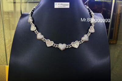 Mr.Bling混合镶嵌满钻爱心古巴链