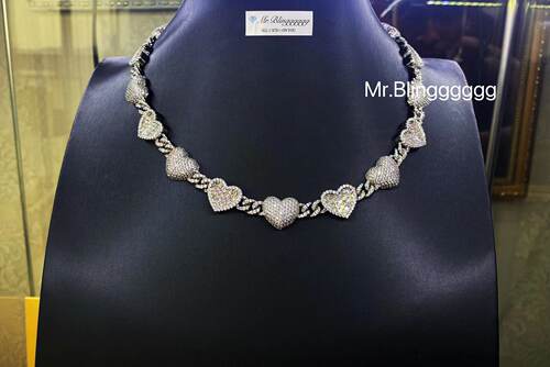 Mr.Bling混合镶嵌满钻爱心古巴链