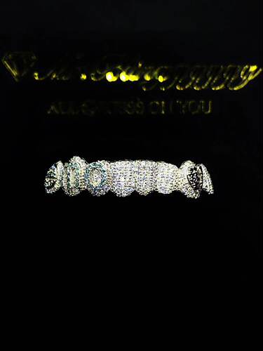 Mr.Blingggggg欧美嘻哈珠宝 定制莫桑钻EMO字母心碎钻牙grillz