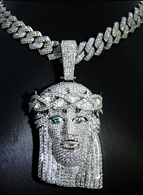 Mr.Bling定制莫桑石吊坠古巴链