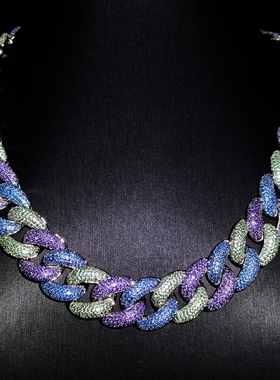 Mr.Bling定制渐变蓝紫绿古巴链