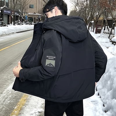 白鸭绒连帽羽绒服冬季防风冲锋衣