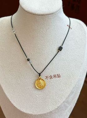 手工编织高档精致女项链锁骨链毛衣链挂黄金锁和田玉吊坠细款挂绳