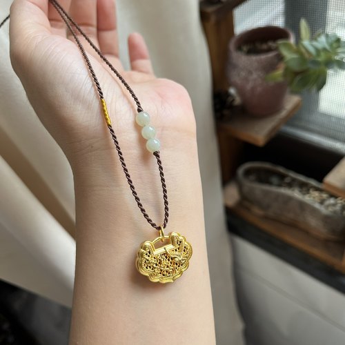 手工编织项链绳女锁骨链可直接穿扣头黄金锁包和田玉吊坠简约百搭