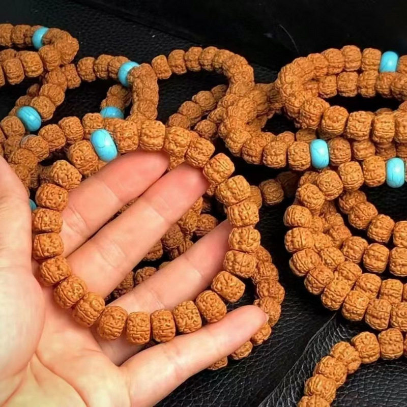 【墨白】天然小金刚文玩佛珠手串民族风藏式麦穗龙切盘龙纹小金刚