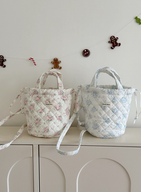 Petite Fleur原创设计 韩国进口碎花绗棉多用途双肩手提包
