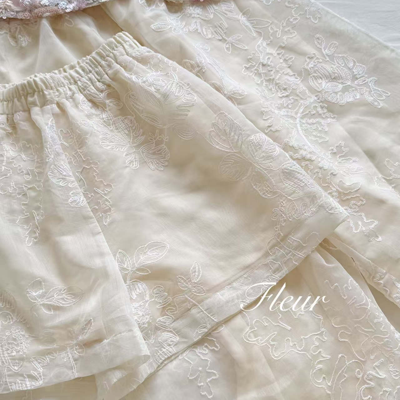 Fleur国风系列 手工坊系列 超仙牡丹立体绣花飘飘裤