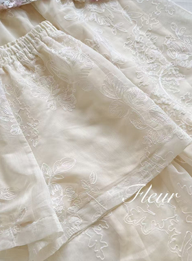 Fleur国风系列 手工坊系列 超仙牡丹立体绣花飘飘裤