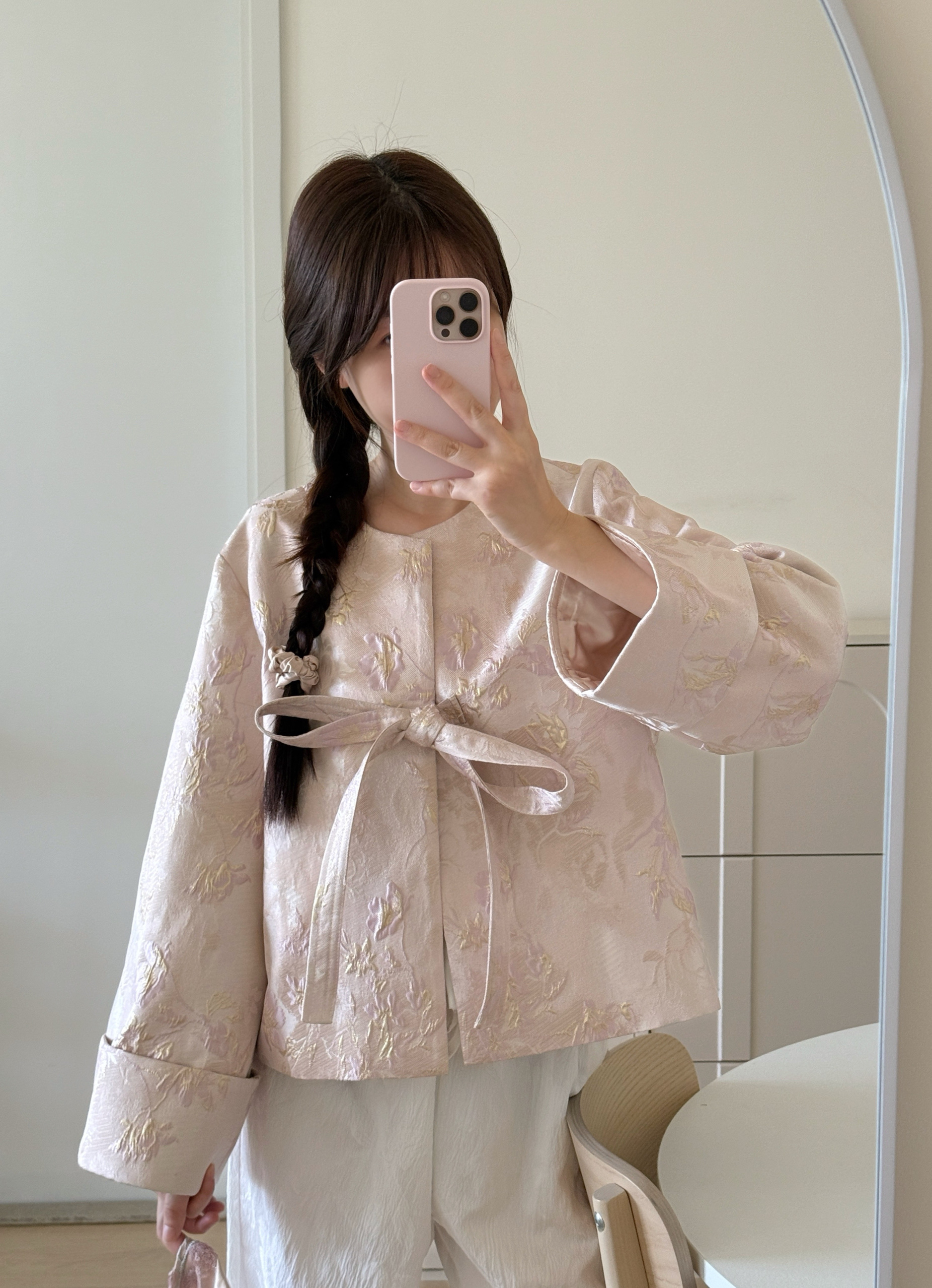 Fleur国风系列 温柔系金粉惠兰花全手工新中式外套