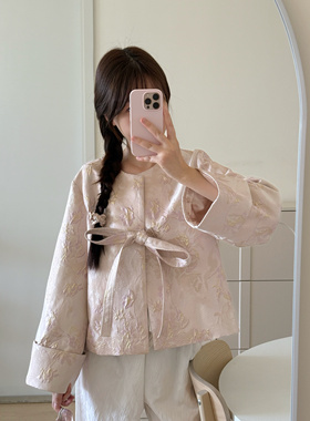 Fleur国风系列 温柔系金粉惠兰花全手工新中式外套