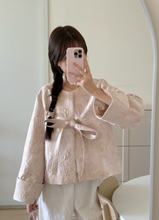 Fleur国风系列 温柔系金粉惠兰花全手工新中式外套