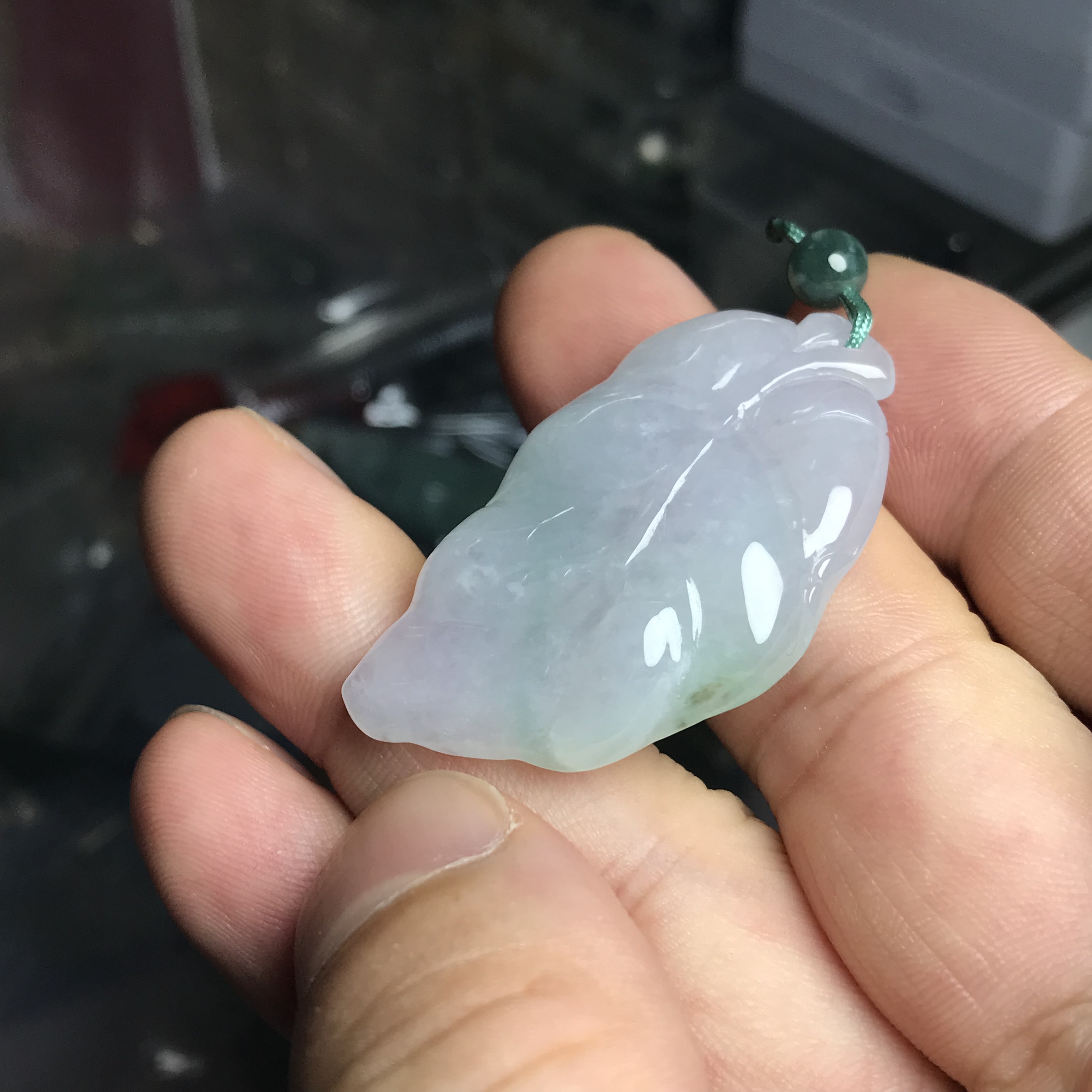 天然缅甸A货翡翠叶子吊坠冰种飘花叶子吊坠翡翠挂件项链